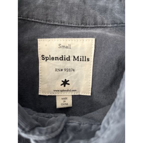 Splendid Mills Corduroy Shirt Men S Gray Lightweight Casual Western Cowboy NWT - Picture 2 of 9